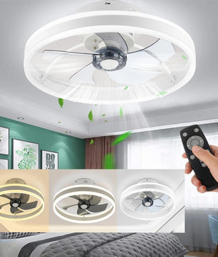 Plafondventilator met LED-Verlichting – 50W Stille 2-in-1 Ventilatorlamp van 50 cm met Dimbaar Licht, 6 Snelheden en Afstandsbediening voor Woonkamer en Slaapkamer