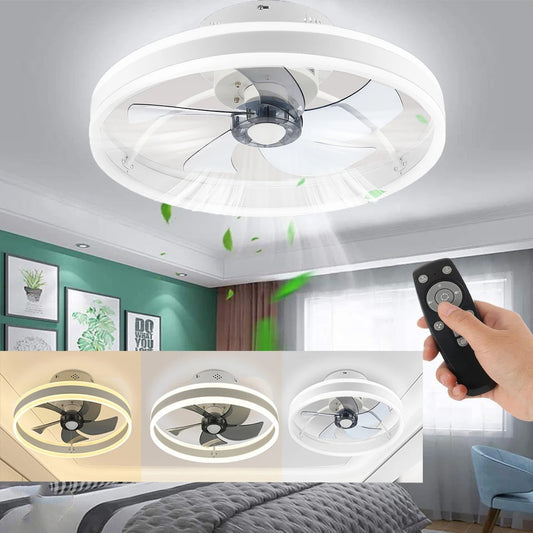Plafondventilator met LED-Verlichting – 50W Stille 2-in-1 Ventilatorlamp van 50 cm met Dimbaar Licht, 6 Snelheden en Afstandsbediening voor Woonkamer en Slaapkamer