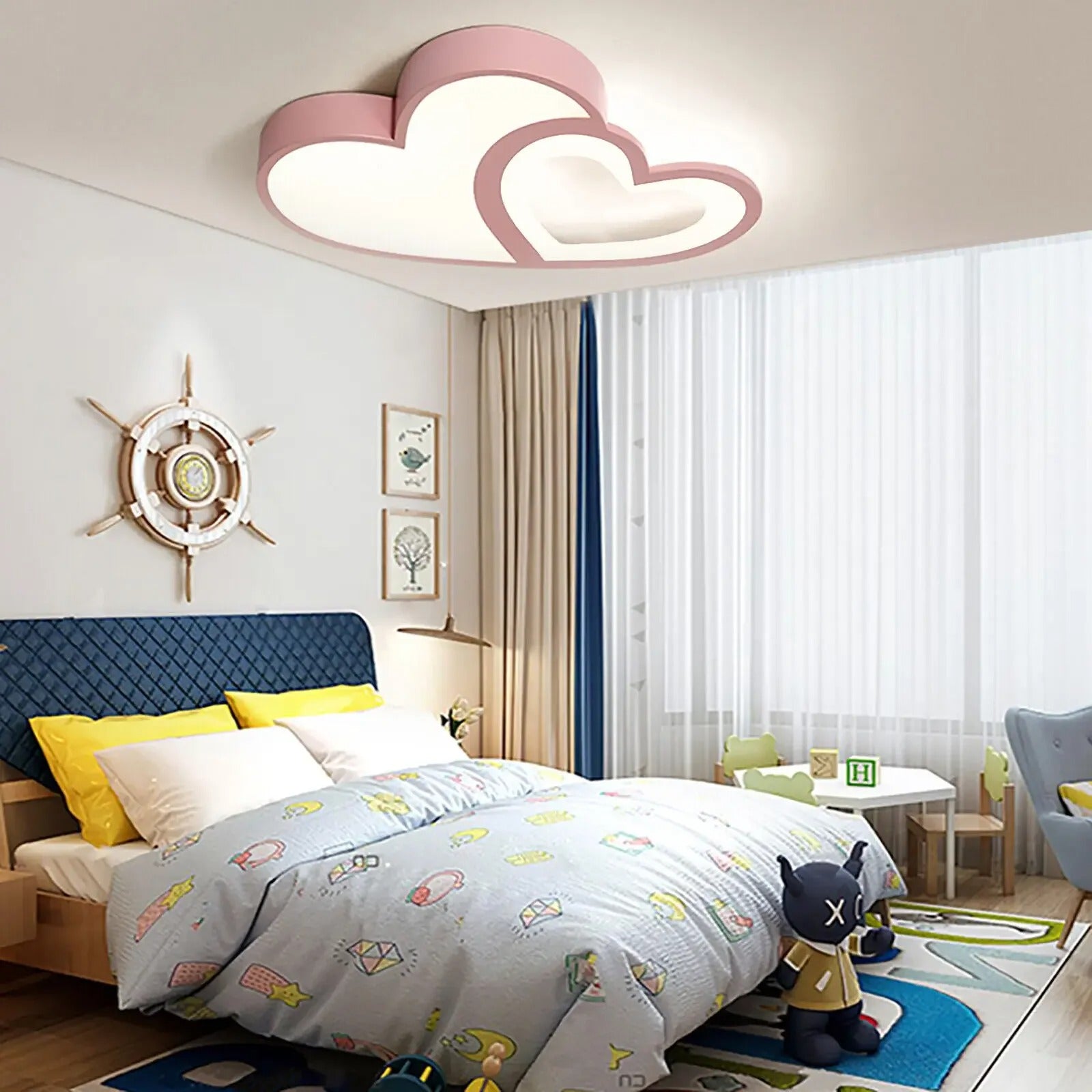 Moderne LED Kinderkamer Plafondlamp – Hartvormig Design – 35W Dimbaar met Afstandsbediening voor Meisjeskamer en Slaapkamer