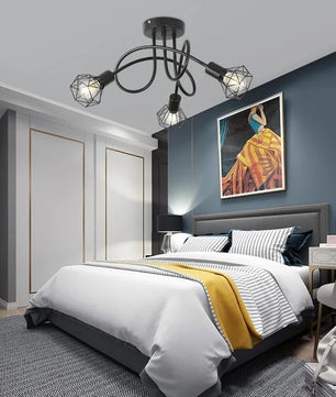 Industriële 3-Lichts Plafondlamp – Zwart Aluminium Kooi Ontwerp – E27 Fittingen – Moderne Plafondverlichting voor Keuken, Woonkamer en Hal
