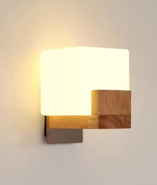 Houten Wandlamp – Moderne Vierkante Wandverlichting – G9 LED Dimbaar – Warm tot Koel Wit 3000K 4500K 6500K – Binnenlamp voor Hal en Woonkamer