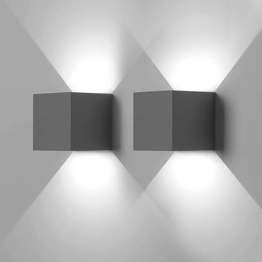 Set van 2 LED Wandlampen – Moderne Aluminium Wandverlichting Binnen en Buiten – 6W 6500K Koel Wit voor Woonkamer, Hal & Balkon