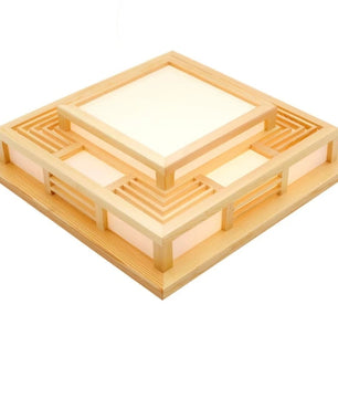Vierkante LED Plafondlamp Japanse Stijl 45×45 cm – Houtlook en Wit – Driekleurig Licht 3000K/4500K/6400K – Met Afstandsbediening