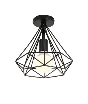 Industriële Vintage Plafondlamp – Zwarte Metalen Semi-Inbouwlamp met E27 Fitting