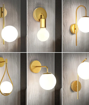 LED Glazen Bol Wandlamp – Metalen Design Wandverlichting in Goud of Zwart – Moderne Sfeerlamp voor Woonkamer en Slaapkamer