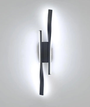 LED Wandlamp Zwart 42 cm – Dubbel Verticaal Design – Aluminium en Acryl Wandverlichting 16W 6500K voor Woonkamer, Hal & Trap