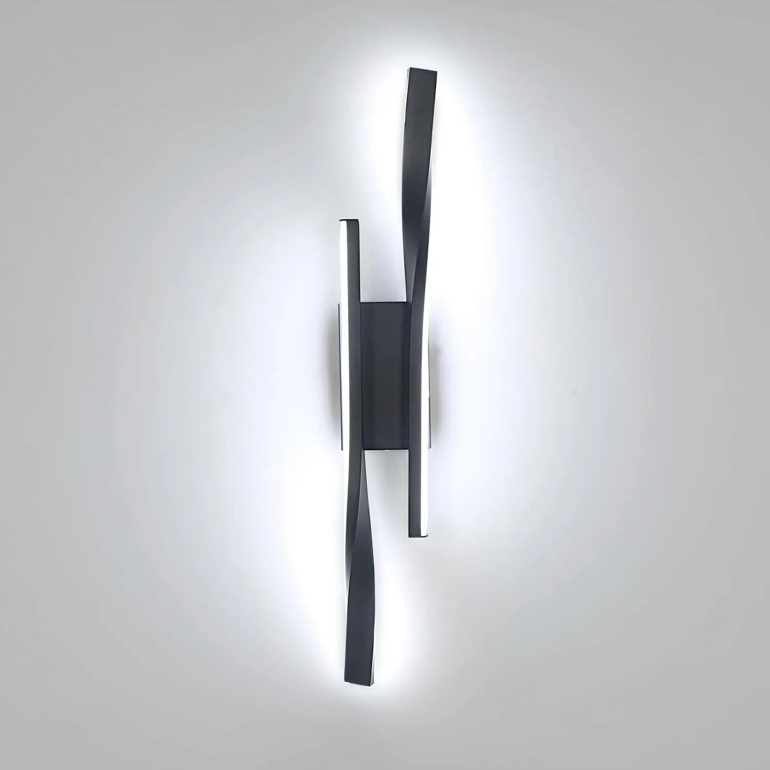 LED Wandlamp Zwart 42 cm – Dubbel Verticaal Design – Aluminium en Acryl Wandverlichting 16W 6500K voor Woonkamer, Hal & Trap