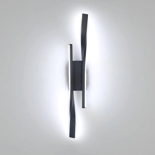 LED Wandlamp Zwart 42 cm – Dubbel Verticaal Design – Aluminium en Acryl Wandverlichting 16W 6500K voor Woonkamer, Hal & Trap
