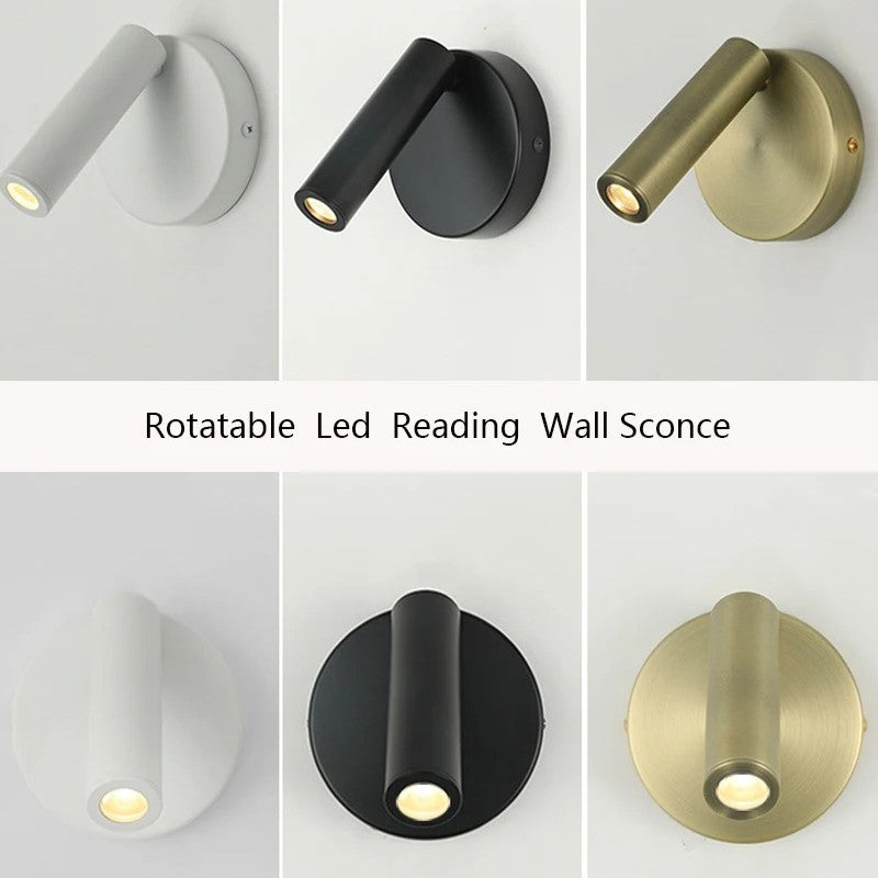 Verstelbare LED Wandlamp 3W – Moderne Leeslamp met Roterende Spotlight – Warm Wit, Wandmontage voor Slaapkamer, Hotel & Studie