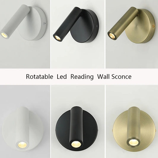 Verstelbare LED Wandlamp 3W – Moderne Leeslamp met Roterende Spotlight – Warm Wit, Wandmontage voor Slaapkamer, Hotel & Studie