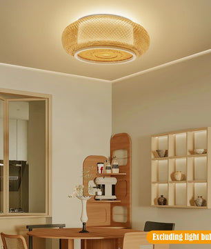 Rotan Hanglamp – Handgeweven Bamboe Plafondlamp Ø40 of Ø50 cm – Moderne Minimalistische Sfeerverlichting voor Woonkamer en Eetkamer