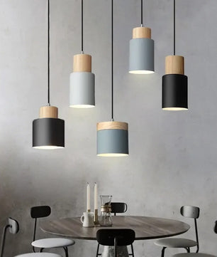 Nordic Moderne LED Hanglamp – Aluminium & Hout Plafondlamp voor Keuken, Bar & Woonkamer