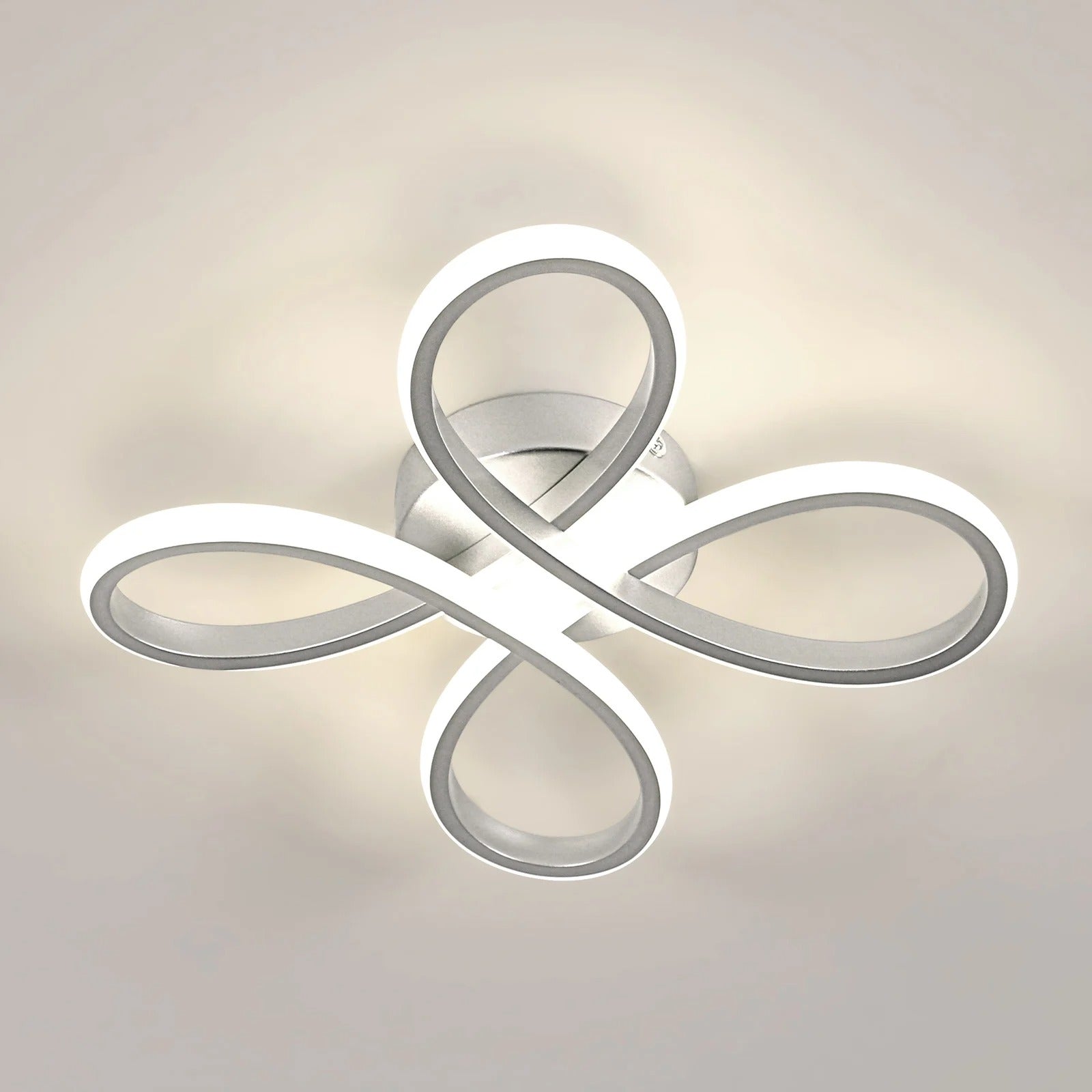 Bloemvormige LED Plafondlamp 30W – Zilveren Designlamp – Natuurlijk Licht 4500K – Aluminium en Acryl – 3500 Lumen