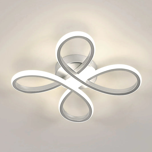 Bloemvormige LED Plafondlamp 30W – Zilveren Designlamp – Natuurlijk Licht 4500K – Aluminium en Acryl – 3500 Lumen