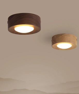 LED Plafondlamp van Hout – Moderne Opbouwlamp met Walnoot en Es Accenten – Minimalistische LED Binnenverlichting voor Woonkamer en Gang