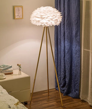 Veren Vloerlamp met Ganzenveren – Luxe Staande Lamp E27 – Zachte Romantische Sfeerverlichting voor Woonkamer en Slaapkamer