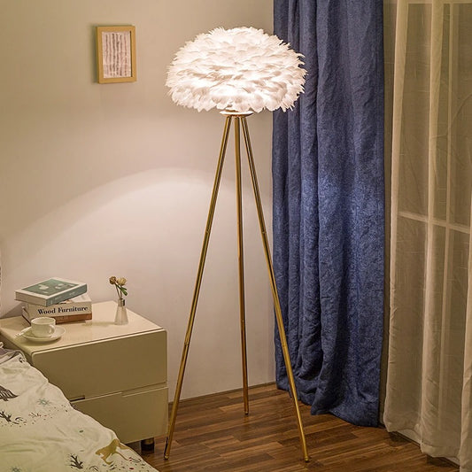 Veren Vloerlamp met Ganzenveren – Luxe Staande Lamp E27 – Zachte Romantische Sfeerverlichting voor Woonkamer en Slaapkamer