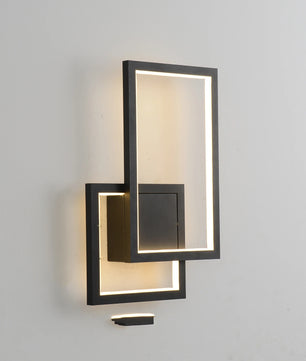 Moderne LED Wandlamp – Geometrisch Design met 3 Instelbare Lichtkleuren – Zwart Metalen Wandverlichting 30W (3000–6500K) voor Woonkamer, Slaapkamer en Hal