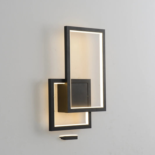 Moderne LED Wandlamp – Geometrisch Design met 3 Instelbare Lichtkleuren – Zwart Metalen Wandverlichting 30W (3000–6500K) voor Woonkamer, Slaapkamer en Hal