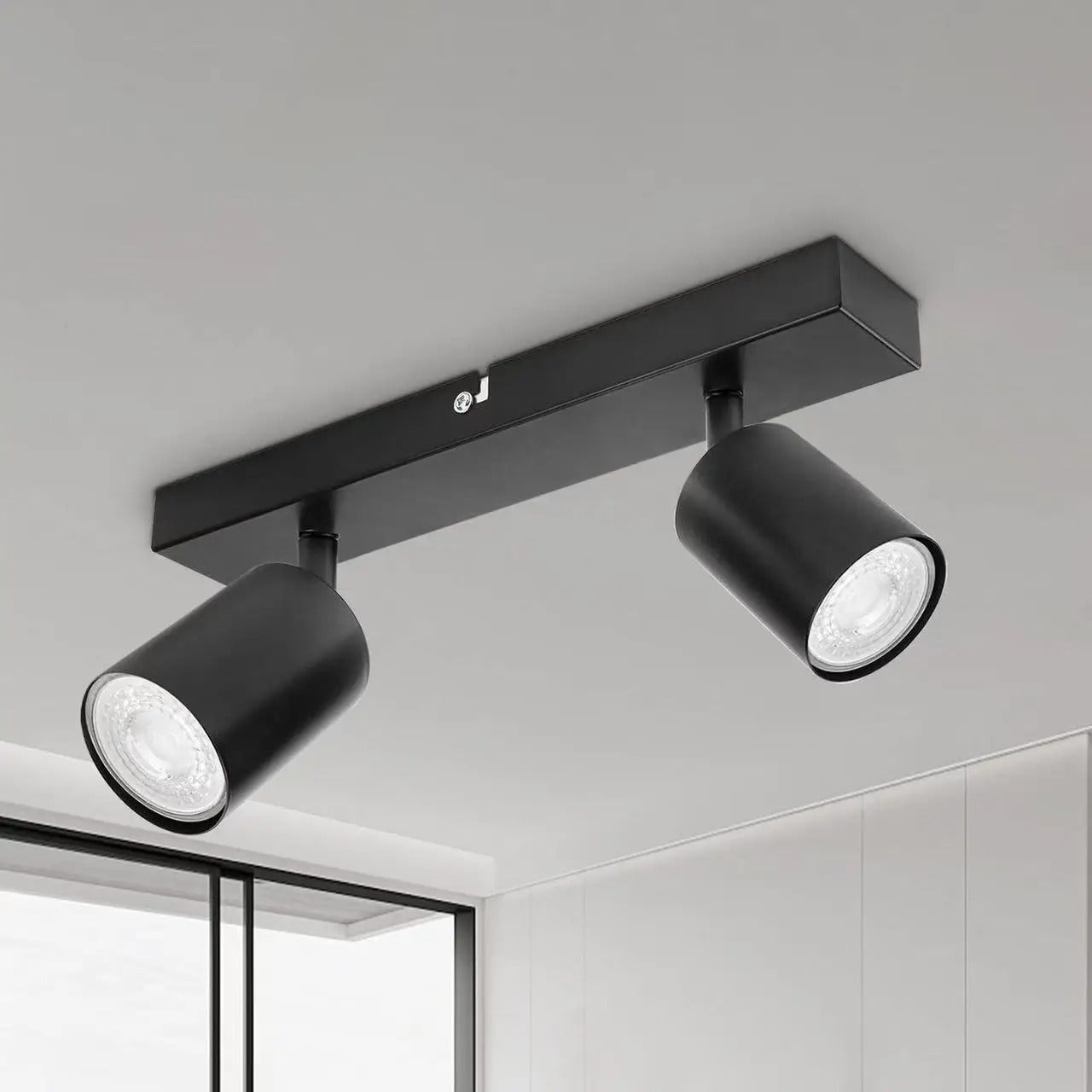 2-Lichts GU10 Plafondspot – Moderne Metalen Opbouwlamp met Verstelbare Spots – Gerichte Verlichting voor Woonkamer, Slaapkamer en Keuken