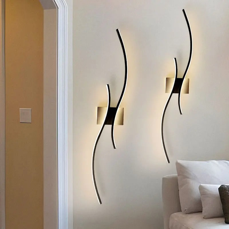 Nordic LED Wandlamp – Minimalistisch Scandinavisch Design – Zwart – Sfeervolle Wandverlichting voor Slaapkamer, Woonkamer en Gang