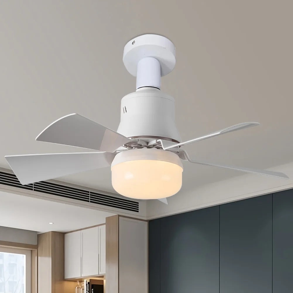 LED Plafondventilator met E27 Fitting – 40W Dimbare Ventilatorlamp met Afstandsbediening, 3 Snelheden en Laag Profiel voor Slaapkamer en Keuken