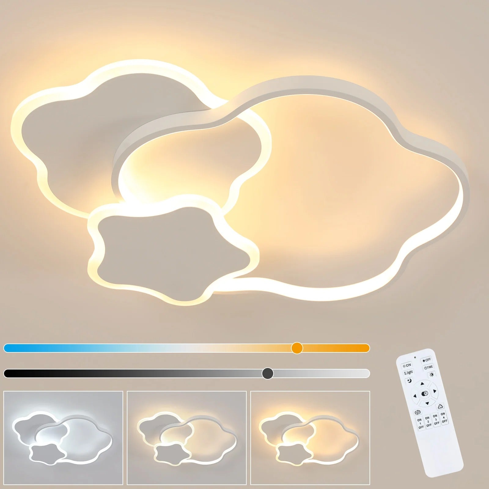 Stervormige LED Plafondlamp – 31W Dimbaar 3000–6500K met Afstandsbediening – Moderne Witte Design Plafondverlichting voor Woonkamer en Slaapkamer