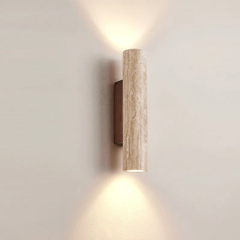 Stenen Wandlamp Travertijn – Luxe Natuursteen Wandverlichting met E27 Fitting en Up Down Light