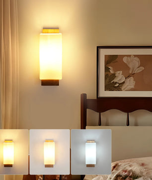 Moderne Houten LED Wandlamp – Dimbaar 12W met E27 – Warm Minimalistisch Design voor Woonkamer en Slaapkamer