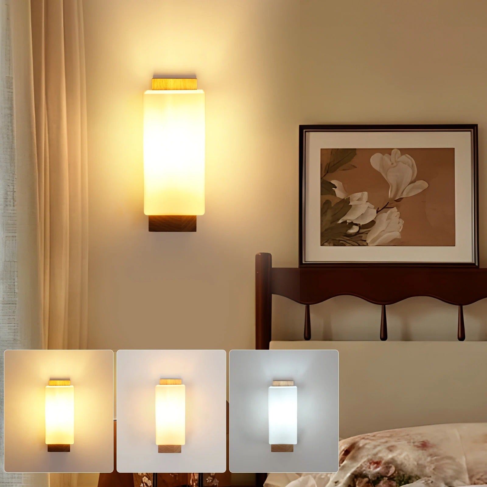 Moderne Houten LED Wandlamp – Dimbaar 12W met E27 – Warm Minimalistisch Design voor Woonkamer en Slaapkamer