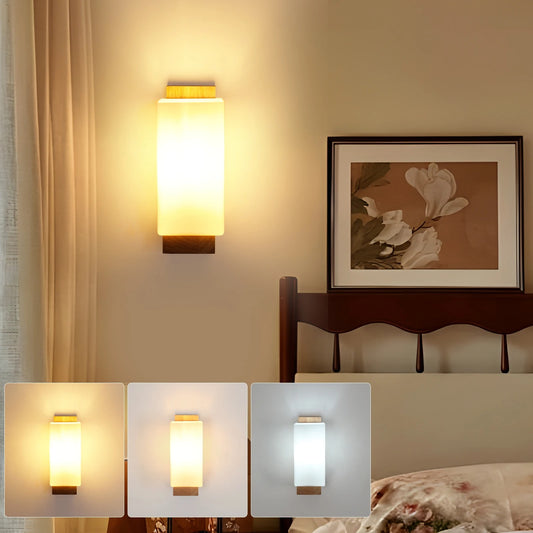 Moderne Houten LED Wandlamp – Dimbaar 12W met E27 – Warm Minimalistisch Design voor Woonkamer en Slaapkamer