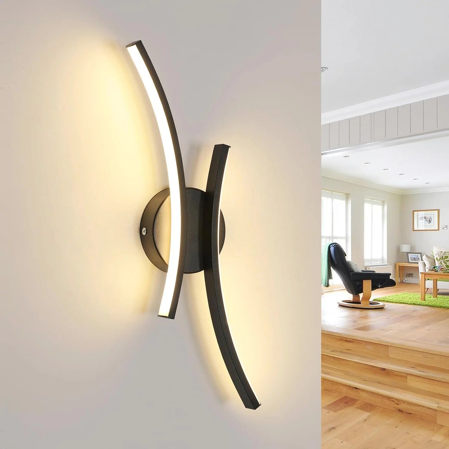 Moderne LED Wandlamp – Gebogen Acryl Wandverlichting 44 cm – 20W Warm Wit 3000K voor Interieur