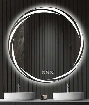 Ronde LED Badkamerspiegel met Anticondens en Backlight – Touchbediening, Geheugenfunctie & 3 Lichtkleuren – Moderne Wandspiegel voor Badkamer