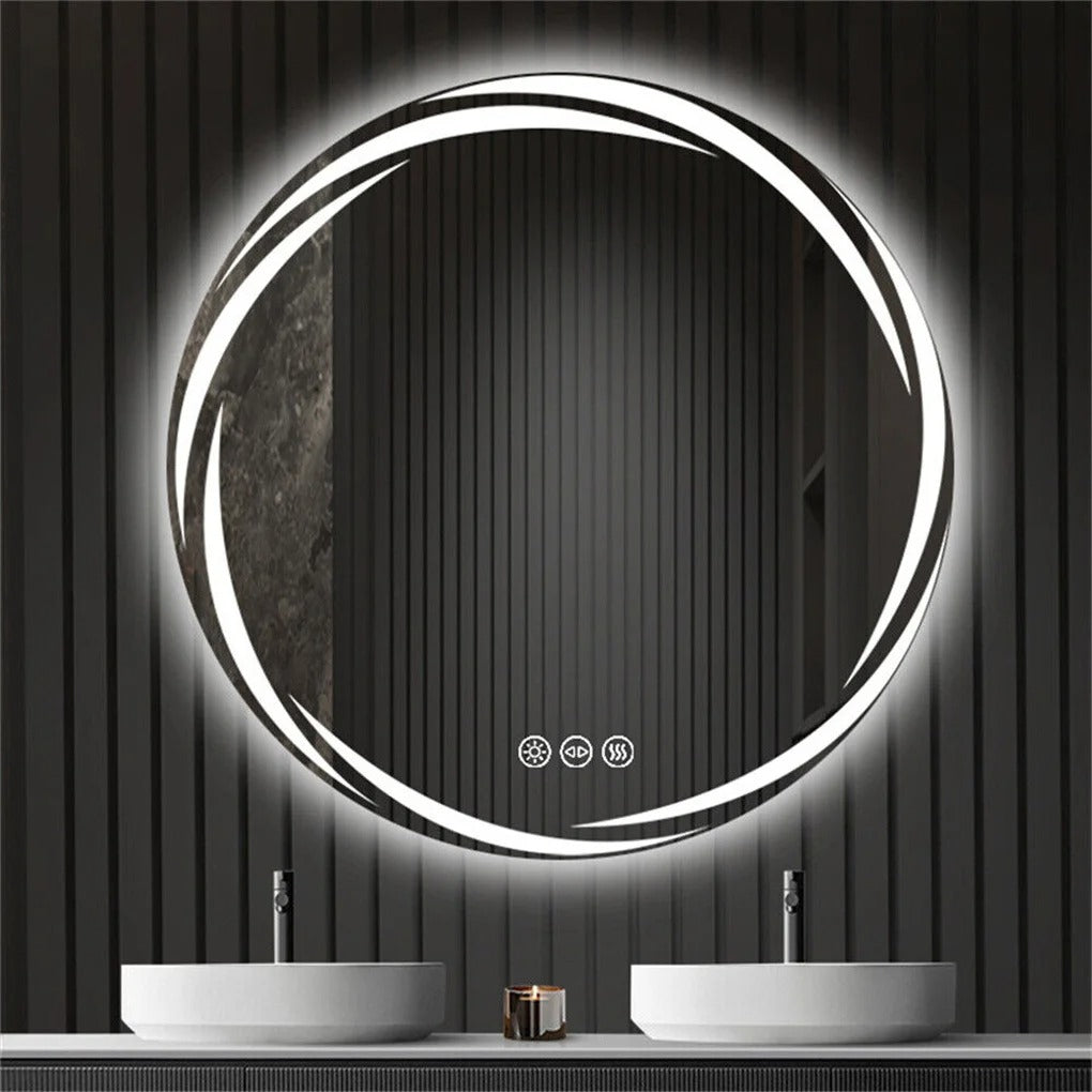 Ronde LED Badkamerspiegel met Anticondens en Backlight – Touchbediening, Geheugenfunctie & 3 Lichtkleuren – Moderne Wandspiegel voor Badkamer