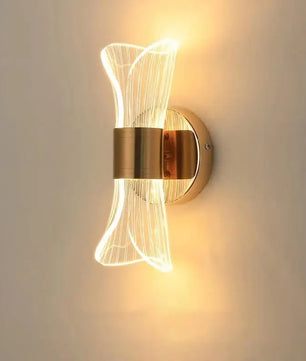 Gouden Acryl Wandlamp – 12W LED met 3 Instelbare Lichtkleuren – Luxe Moderne Wandverlichting voor Gang, Trap en Balkon