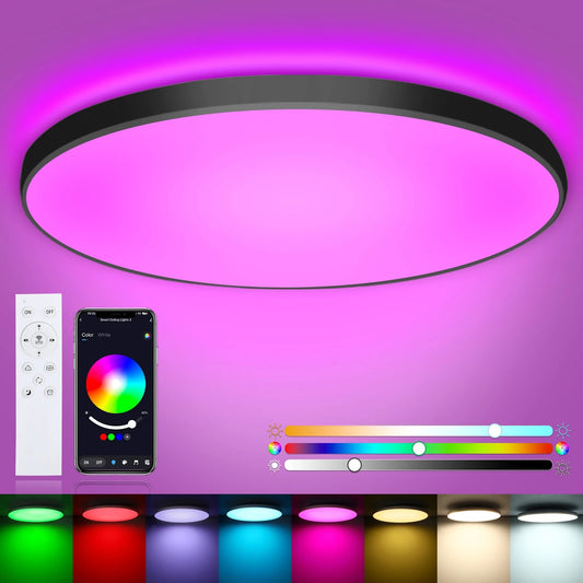 Slimme LED Plafondlamp Ø30 cm – 24W RGB met App en Afstandsbediening – Dimbaar 2700K–6500K voor Woonkamer en Slaapkamer
