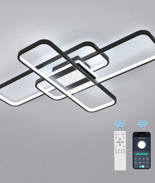 Moderne LED Plafondlamp – 56W Dimbaar met Afstandsbediening en App – 90 cm Aluminium Plafondverlichting voor Woonkamer en Eetkamer