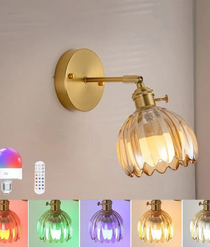 Vintage Glazen Wandlamp – Draadloos en Oplaadbaar met RGB LED – Decoratieve Wandverlichting met Afstandsbediening voor Woonkamer en Slaapkamer