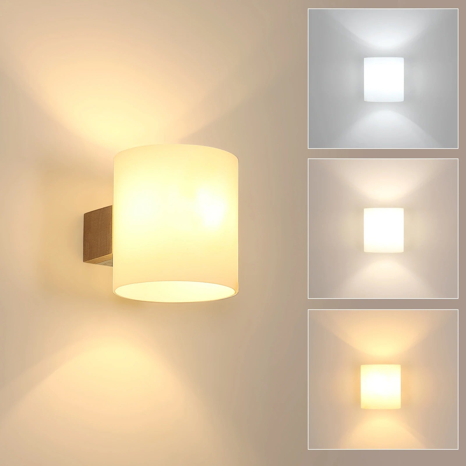 Moderne Houten Wandlamp – E27 Wandverlichting van Hout en Glas – Minimalistische LED Lamp voor Slaapkamer, Hal en Trap