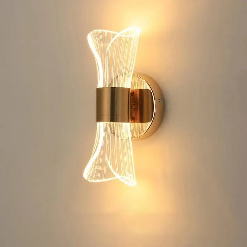 Gouden Acryl LED Wandlamp – 12W met 3 Kleurtemperaturen – Luxe Modern Design voor Hal en Trap