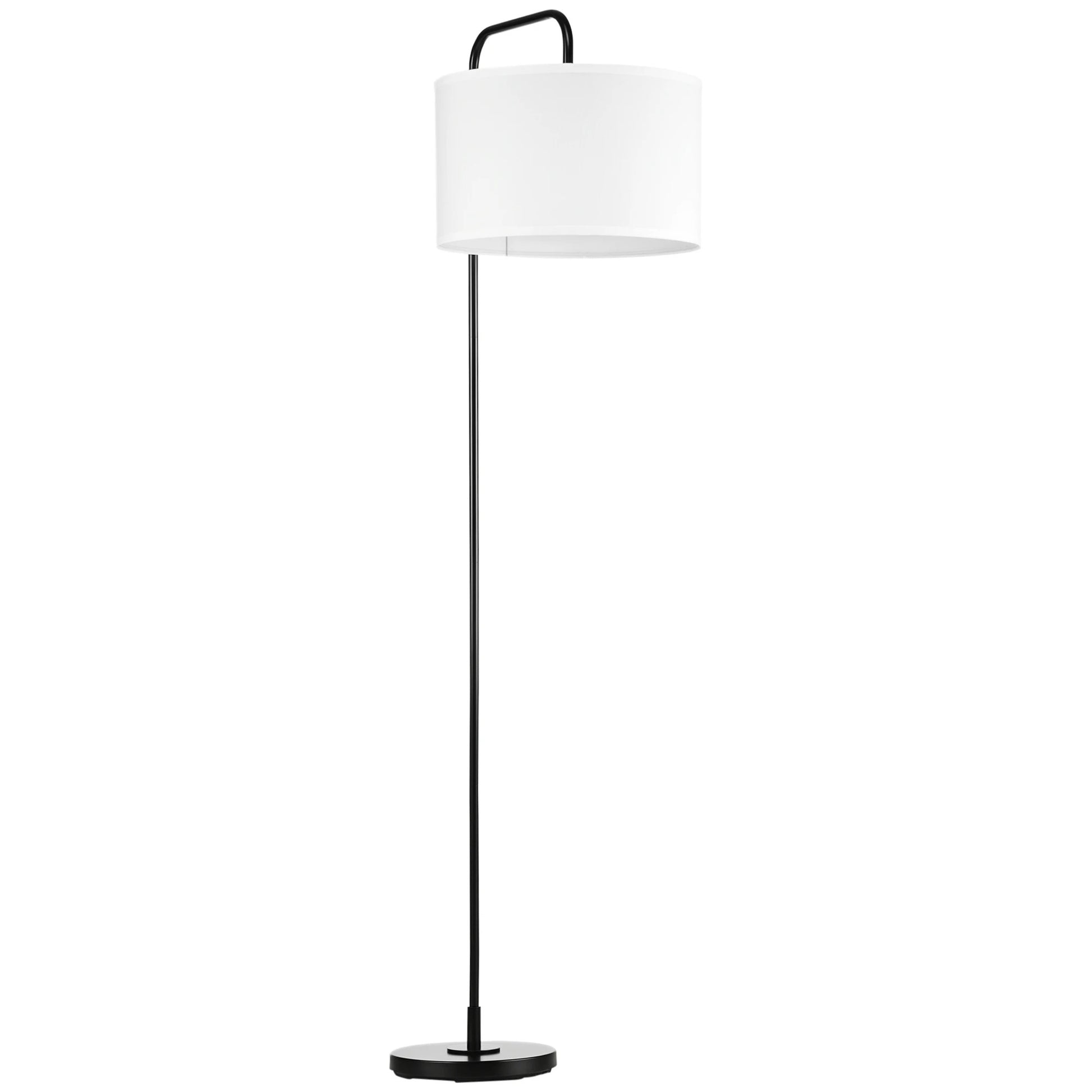 Vloerlamp met Linnen Kap – Moderne Gebogen Staande Lamp E27 – Sfeerverlichting voor Woonkamer en Leeshoek (163,5 cm)