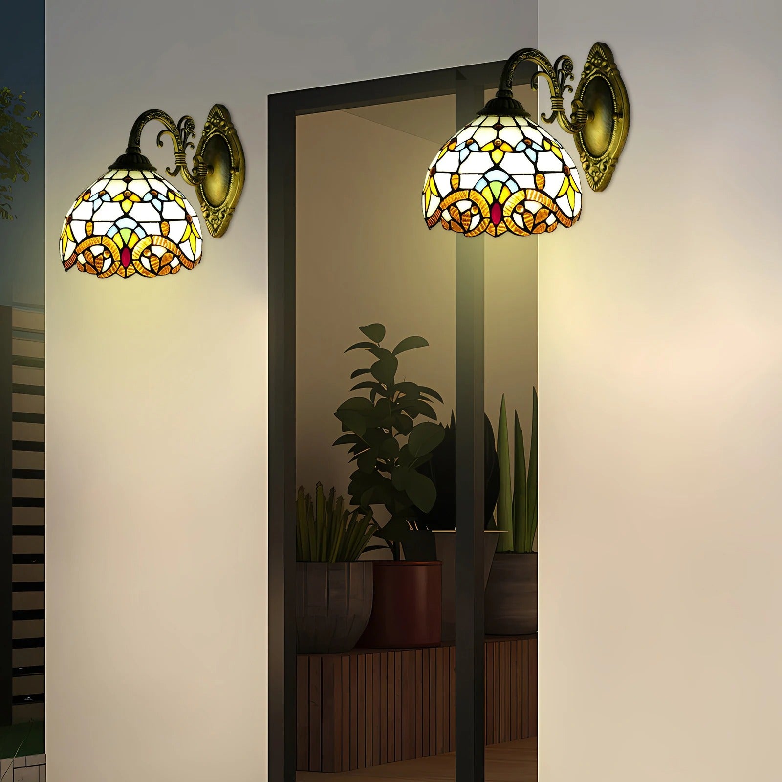 Tiffany Stijl Wandlamp – Glas-in-Lood Wandverlichting – Vintage Klassiek Design – E27 – Voor Woonkamer, Slaapkamer en Hal