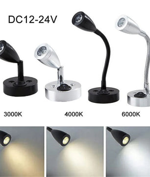 12V LED Leeslamp voor Camper, Caravan, Boot & Vrachtwagen – Aluminium Wandlamp, Warm/Koud Wit, 3W