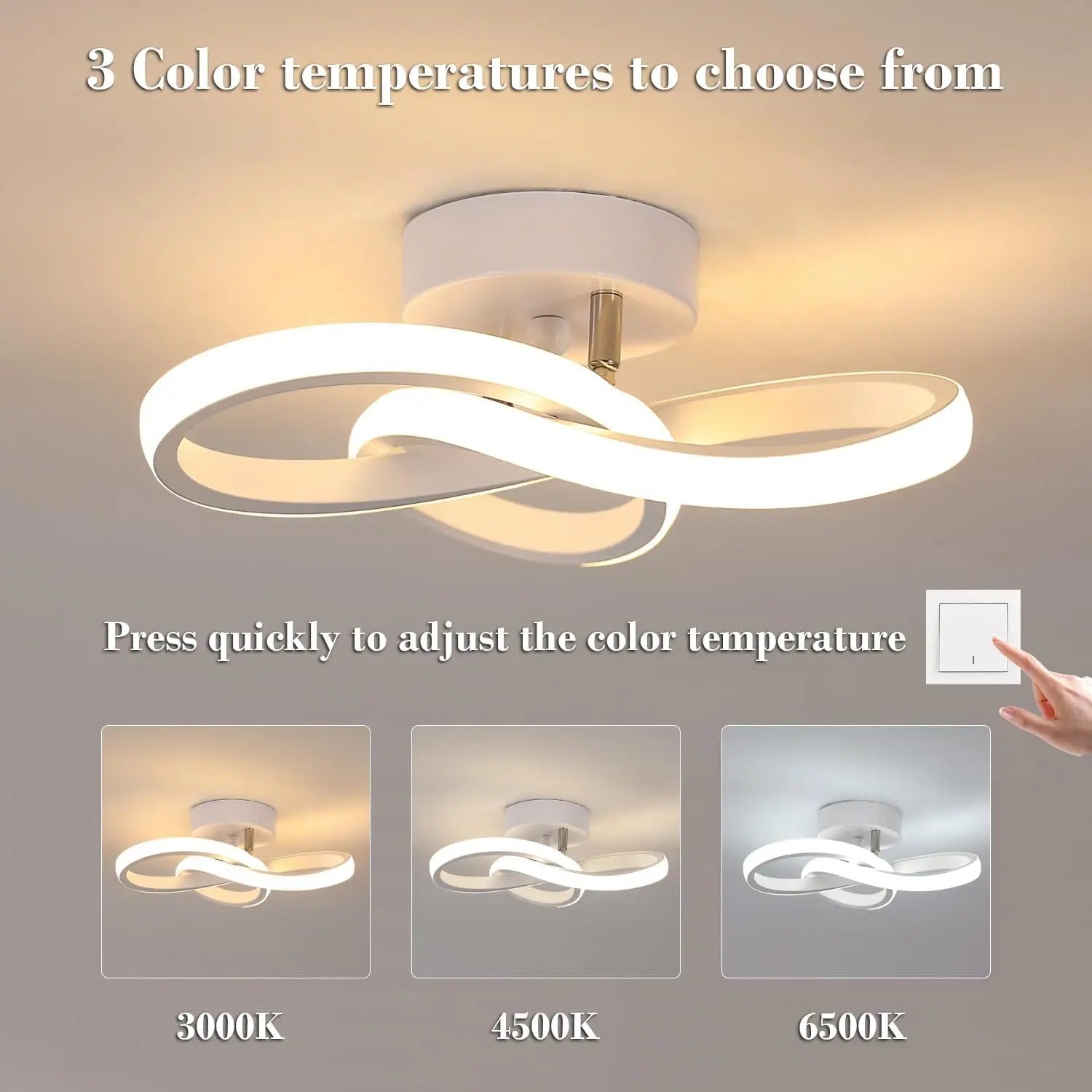 Moderne LED Plafondlamp – 20W Wit met 3 Lichtstanden – Compact Bloemdesign Ø25 cm voor Gang, Keuken en Slaapkamer