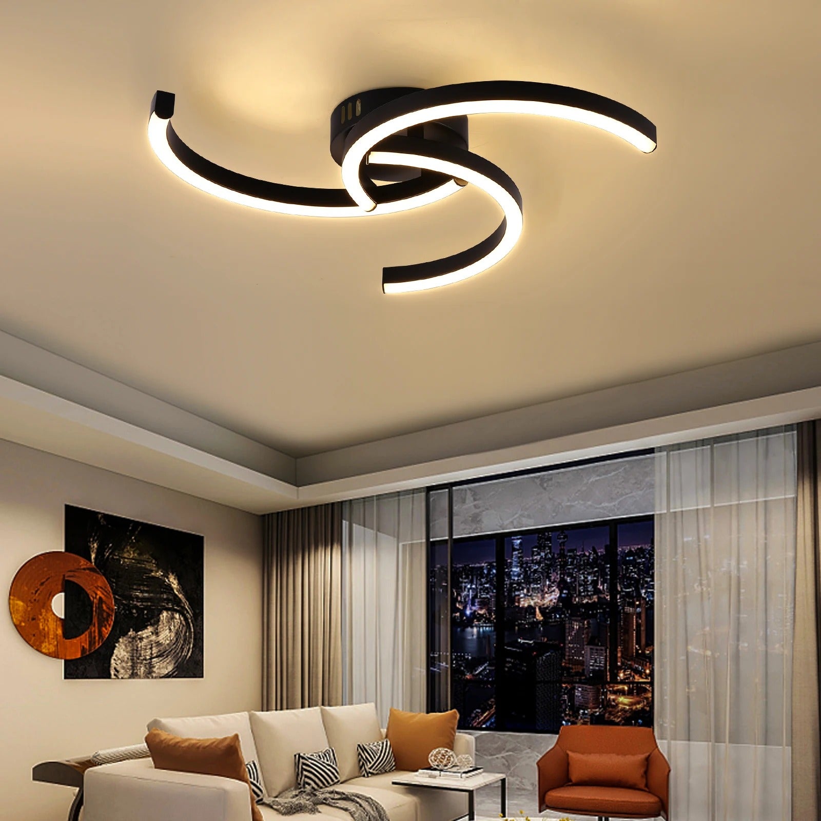 Moderne LED Plafondlamp – Spiraalvormig Design 52 cm met Warm Wit Licht 24W voor Woonkamer en Slaapkamer