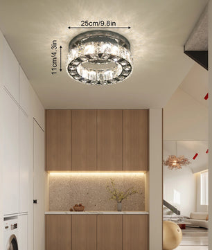 Moderne Kristallen Kroonluchter LED – Ronde Plafondlamp met Afstandsbediening – Dimbaar 3000K–6500K – Chroomkleur