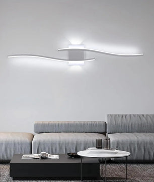 Moderne LED Wandlamp 89 cm – Golvend Design – Aluminium en Acryl Wandverlichting 27W 6500K voor Woonkamer, Slaapkamer & Hal