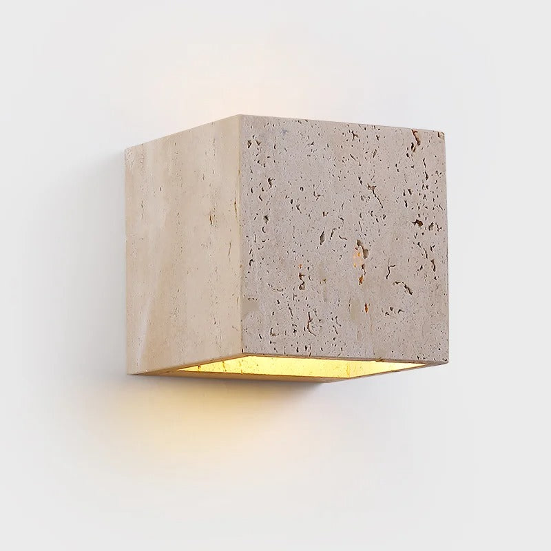 Vierkante Natuursteen Wandlamp – Waterdichte Binnen en Buiten Sfeerverlichting voor Tuin en Hal