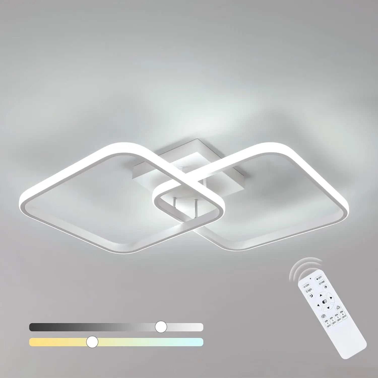 Moderne Vierkante LED Plafondlamp – 50W Dimbaar met Afstandsbediening – Instelbaar 3000K–6500K voor Woonkamer en Slaapkamer