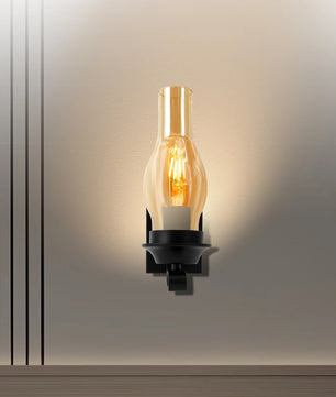 Retro Wandlamp – IJzer en Glas met E27 Fitting – Dimbare Vintage Wandverlichting voor Woonkamer, Hal en Slaapkamer